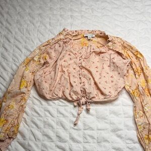 American Eagle Outfitters Peach Floral Blouse